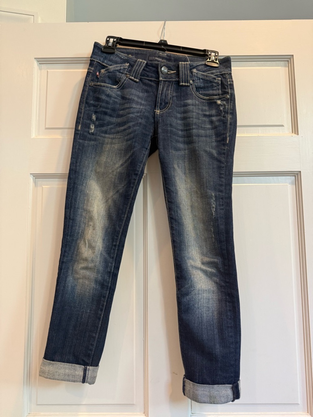 Vigoss Medium Dark Wash Boyfriend Jeans with Rolled Hems